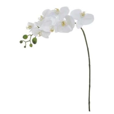 Imagem de Haste Flor Artificial Orquídea Phalaenopsis Real Toque X7 Branco 71cm 