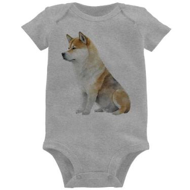 Imagem de Body Bebê Cachorro Shiba Inu - Foca na Moda, Cinza, P