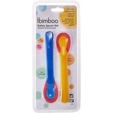 Imagem de Kit Com 02 Colheres Infantil Termosensível Azul e Amarelo - Ibimboo