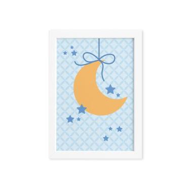 Imagem de Quadro Infantil Ursinho Príncipe Lua Moldura Branca 22x32cm - Quartinh