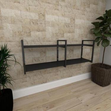 Imagem de Aparador industrial aço cor preto prateleiras 30 cm cor preto modelo i