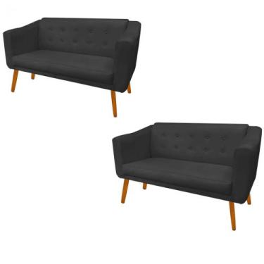 Imagem de Kit 02 Namoradeira  Decorativa  Céci Pés Madeira 2 Lugares Sala de Est