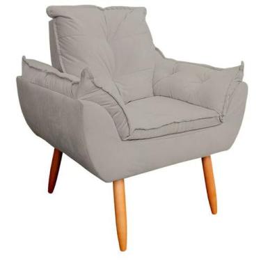 Imagem de Poltrona Decorativa Opala Sala de Estar Tecido Suede Cinza Claro Cakes