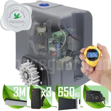 Imagem de Kit Motor Rossi Dz Nano Nitro 3m Crem 3 Control Portão 650kg