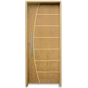 Imagem de Porta De Madeira Frisada C/ Puxador 210x80 Lado Direito - ALLO ESQUADR