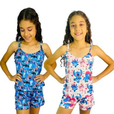 Imagem de Kit 2 Pijama Infantil Feminino Para Criança Roupa De Dormir Stitch - I