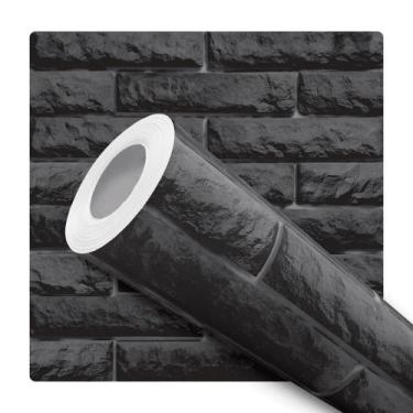 Imagem de Papel De Parede Adesivo Lavável Tijolos Preto Rústico 12m - DELIQUADRO
