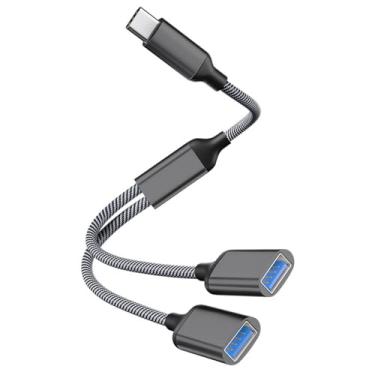 Imagem de Adaptador USB C macho para fêmea USB duplo, divisor USB, adaptador OTG tipo C, hub de porta dupla, compatível com iPhone 15 Max, MacBook Pro, iPad Air, Surface GO, Xbox One