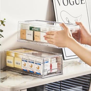 Imagem de Sgoostood Caixa De Remédios Com Gaveta Removível Para Armazenamento Seguro De Medicamentos, Caixa Grande De Armazenamento De Geladeira Para Alimentos Seguros Na Cozinha, Caixa De Tablet Para Crianças,