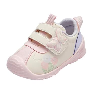 Imagem de Balabala Tênis infantil casual unissex infantil com gancho e laço, respirável, confortável e leve, rosa, 9 Toddler