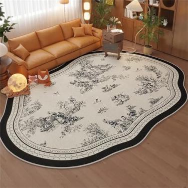 Imagem de HJZSZX Tapete de sala de estar vintage com formato irregular, tapete grande de área impressa, pelúcia fofa, quarto, vestiário, área de descanso, QH2213, TD, A, 200X200CM