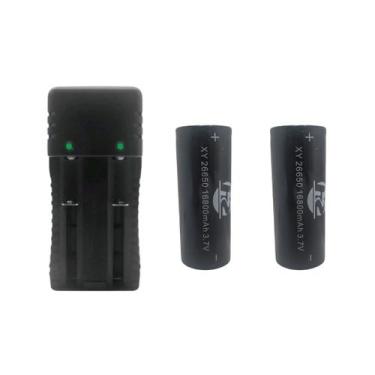 Imagem de Kit Carregador Duplo 2 Slot Mais 2 Bateria 18650, 14500 Bateria 26650,