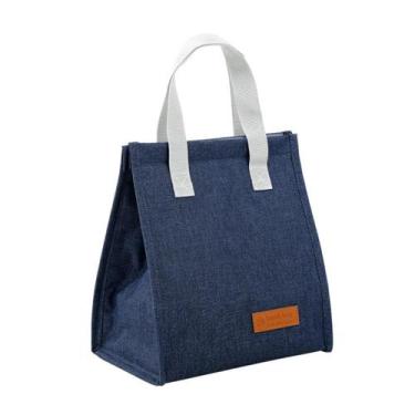 Imagem de Bolsa Térmica Com Alça De Mão Marmita Lancheira  - Bogu By Siss, Azul 