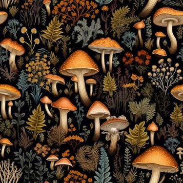 Imagem de WalRiddle Papel de parede preto escuro vintage dourado amarelo floresta descascar e colar papel de parede adesivo impermeável para locatário