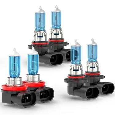 Imagem de SYJIIP Compatível com lâmpadas de halogêneo Toyota Corolla 2009 2010 2011 2012 2013 2014 2015, 9005 9006 Farol alto baixo H11 conjunto de faróis de neblina, 6000K branco, 300% de brilho, Plug N Play,