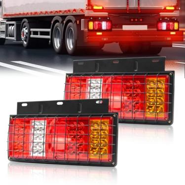 Imagem de Ourbest Kit de barra de luzes traseiras de reboque de caminhão, luz traseira de freio de seta com rede de ferro e base de suporte à prova d'água luzes traseiras de reboque de led trailer, caminhões de