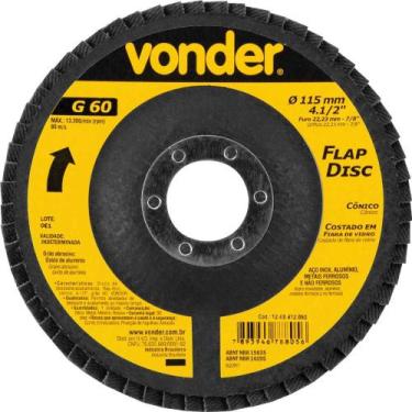 Imagem de Disco de Desbaste/Acabamento Flap-Disc Cônico 4.1/2" grão 60 VONDER