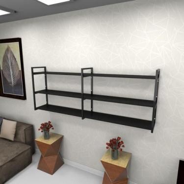Imagem de Estante estilo industrial sala aço cor preto 180x30x68cm (C)x(L)x(A) c