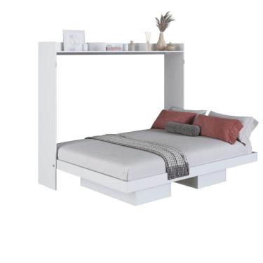 Imagem de Cama Articulada Casal Horizontal com 4 Nichos 3 Prateleiras CH1140 140cm Branco - Art In Móveis