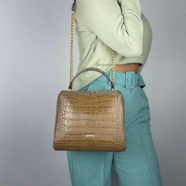 Imagem de Bolsa recuo em couro legitimo b.1083, Croco camel