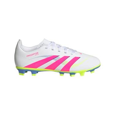 Imagem de adidas Chuteira unissex infantil Club Predator Firm Multi Ground (criança pequena), Branco/rosa lúcido/limão lúcido, 12 Little Kid