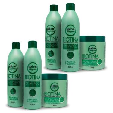 Imagem de 2 Kit Biotina Salon Maycrene 500ml - 6 Produtos