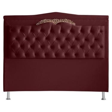 Imagem de Cabeceira De Cama Barcelona Casal 140 Cm Capitonê Retro Botão Encapados Suede Vinho Do Lar Móveis