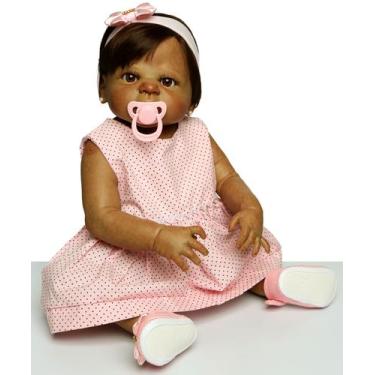 Imagem de Boneca Bebê Reborn Negra Corpo de Silicone Realista Sofia - Mundo Kids