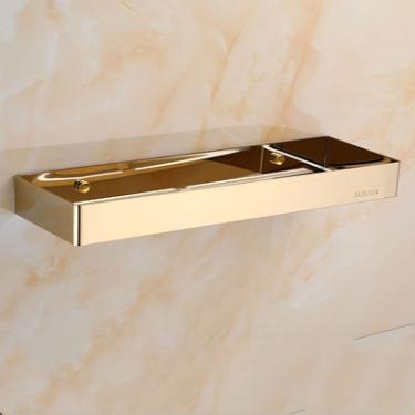 Imagem de Prateleira De Banheiro Prateleira De Banheiro Aço Inoxidável Dourado Rack De Chuveiro Prateleira De Canto Quadrado Prateleira De Chuveiro De Banho Sem Unhas Organizador De Arm, Gold 40cm