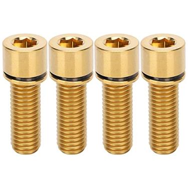 Imagem de Parafusos de haste de bicicleta parafusos de haste Titanium liga leve resistente à corrosão resistente a parafusos de caule de bicicleta Durável M7x20mm para entusiastas do (Ouro)