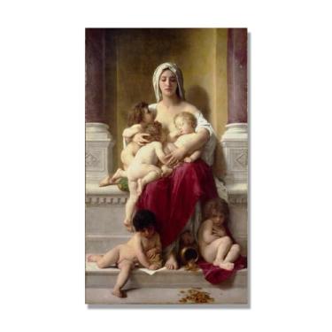 Imagem de NHLDZYH William Adolphe Bouguereau Impressões artísticas - Pintura de retrato - (Caridade) - Pôster temático de mitologia grega - Pôster de decoração de parede vintage. Tela 30x51cm-11,8x20,1 pol