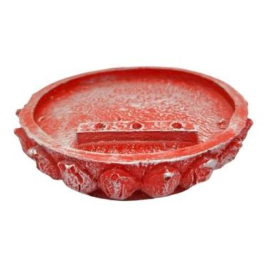 Imagem de Incensário Redondo 8 cm 3 Varetas Universal Vermelho Resina - Lua Míst
