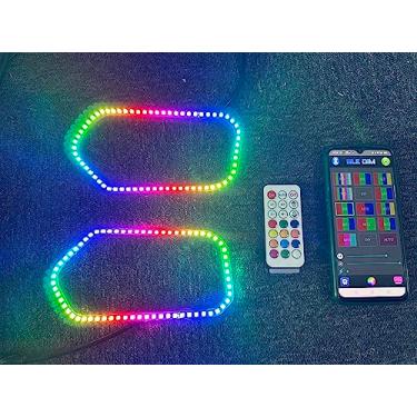 Imagem de Sando Tech X2 Polaris Sportsman RZR Dream Color Chasing 2011+ 450 500 570 800 1000 Anéis de farol LED Halo APP Bluetooth e controle remoto