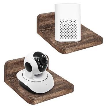 Imagem de Suporte de alto-falante montado na parede, prateleira flutuante para monitor de câmera, pequena prateleira para alto-falante Bluetooth, webcam, telefones celulares, roteador de malha, caixas de cabos
