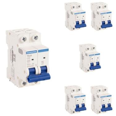 Imagem de 6 Disjuntores 40A Bipolar Tramontina TDJ3 Curva C 3kA