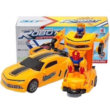 Imagem de Carro Camaro Amarelo Bate e Volta Robot Deform 3D Carrinho Robô Transformer 3D
