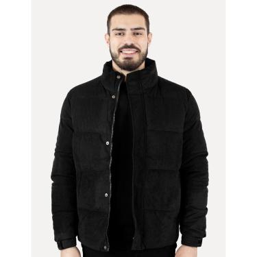 Imagem de Jaqueta Masculina Puffer Veludo Cotelê Preta Tamanho:G-Masculino