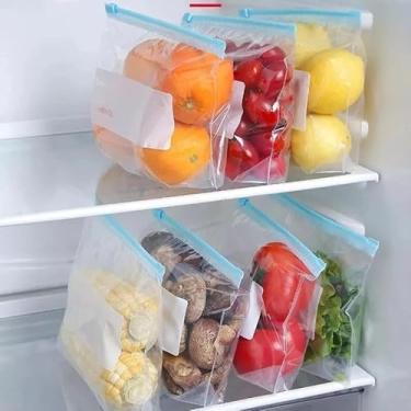 Imagem de Saco Hermético - 15 Unidades Tamanho M - Saco Para Congelar Armazenar e Organizar Alimentos Com Zip Abre e Fecha Reutilizável Livre de BPA - Saquinho Para Congelador
