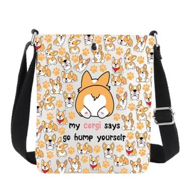 Imagem de JNIAP Bolsa tiracolo Corgi Dog Mom Gift My Corgi Says Go Hump Yourself, Corgi Cb, Ajuste