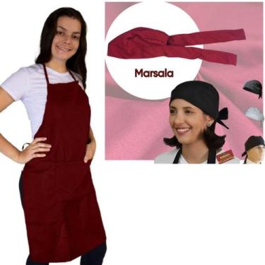 Imagem de Kit Avental e Touca de Cozinha Vestimenta Culinária Oxford Bar Restaur
