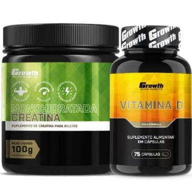 Imagem de Creatina Pura 100g Monohidratada + Vitamina D 75 Caps Growth