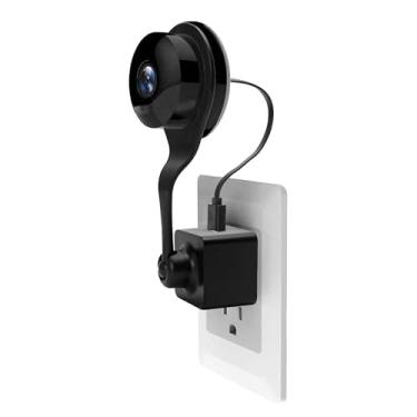 Imagem de Carregador USB Nest Montagem de plugue de câmera: Suporte de tomada CA de parede com junta esférica ajustável 360 para câmera interna, sem fios ou parafusos bagunçados, 1 peça de suporte Dropcam
