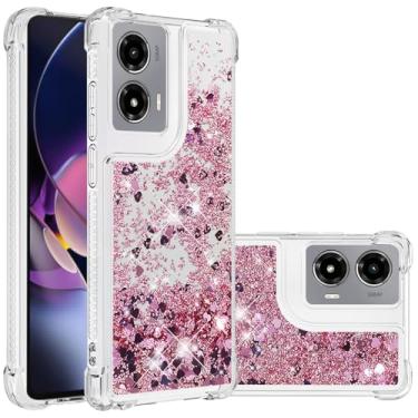 Imagem de Dinglijia Capa de design fino moderno para Moto G Stylus 5G 2024, capa de silicone de areia movediça líquida brilhante para meninas, lente de câmera e capa de proteção de tela para Moto G Stylus 5G