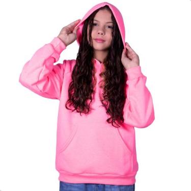 Imagem de Blusa Moletom Infantil Masculina Feminina Básica Sem Estampa Flanelada