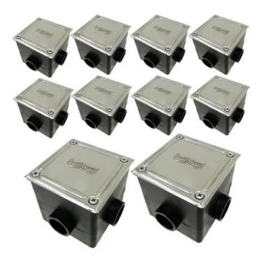Imagem de Kit 10 Caixas de Passagem Quadrada com Tampa Inox Sodramar Resistência