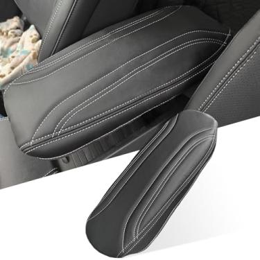 Imagem de ANMOSVO Capa Para Console Central Mustang Mach E - Protetor De Apoio Braço Em Couro Macio 2021 2022 2023 2024 Acessórios Interior Ford (Preto)