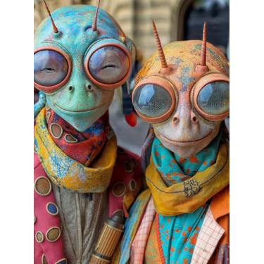 Imagem de Cross & Glory - Meet The Aliens: Elara and Nox - 1000 Piece Jigsaw Puzzle for Adults | Cosmic Love Story Puzzle | Unique Alien Artwork Puzzle