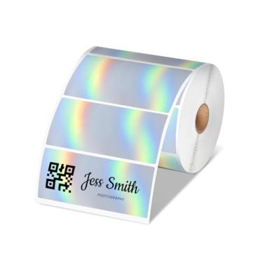 Imagem de WCZ Etiquetas Térmicas Quadradas Holográficas (4 X 2"), Etiqueta Autoadesiva De Direta, Compatível Com Todas As Impressoras Remessa, Para Nome, Preço, Faça Você Mesmo, Logotipo, 500 Etiquetas/Rolo