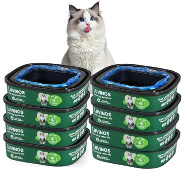Imagem de Sacos de recarga de areia para gatos de 7 m - pacote com 8 com protetor de odor de 7 camadas - Controle máximo de odor para Litter Genie Standard, Plus, Style, XL Plus