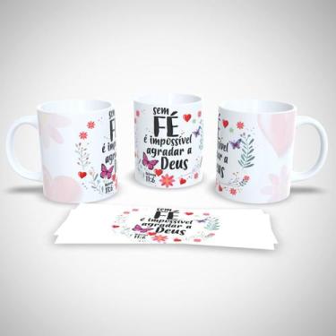 Imagem de Caneca de Porcelana Decorada 325ml Frases Religiosas - Generic
